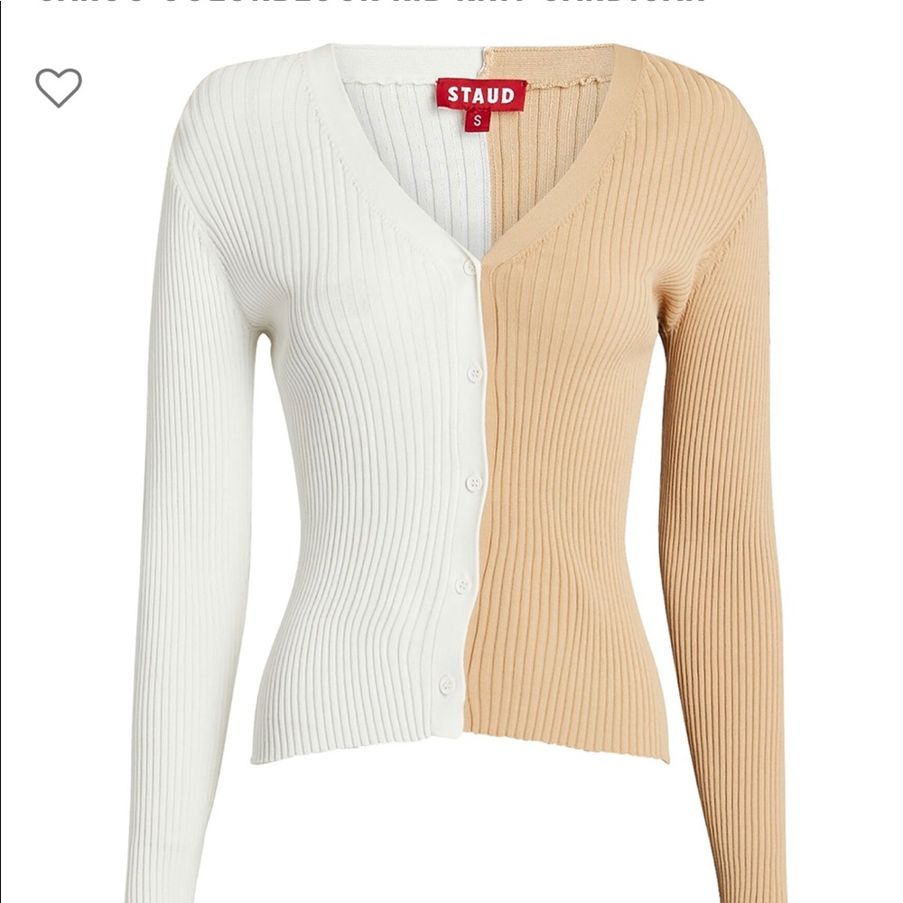 STAUD CARGO COLORBLOCK RIB KNIT CARDIGAN